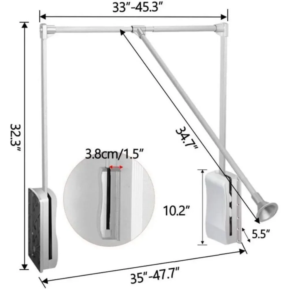 Pull Down Closet Rod, Adjustable 35-47 Inch, Silver